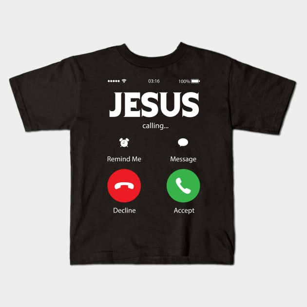 Jesus calling Kids T-Shirt by Plushism